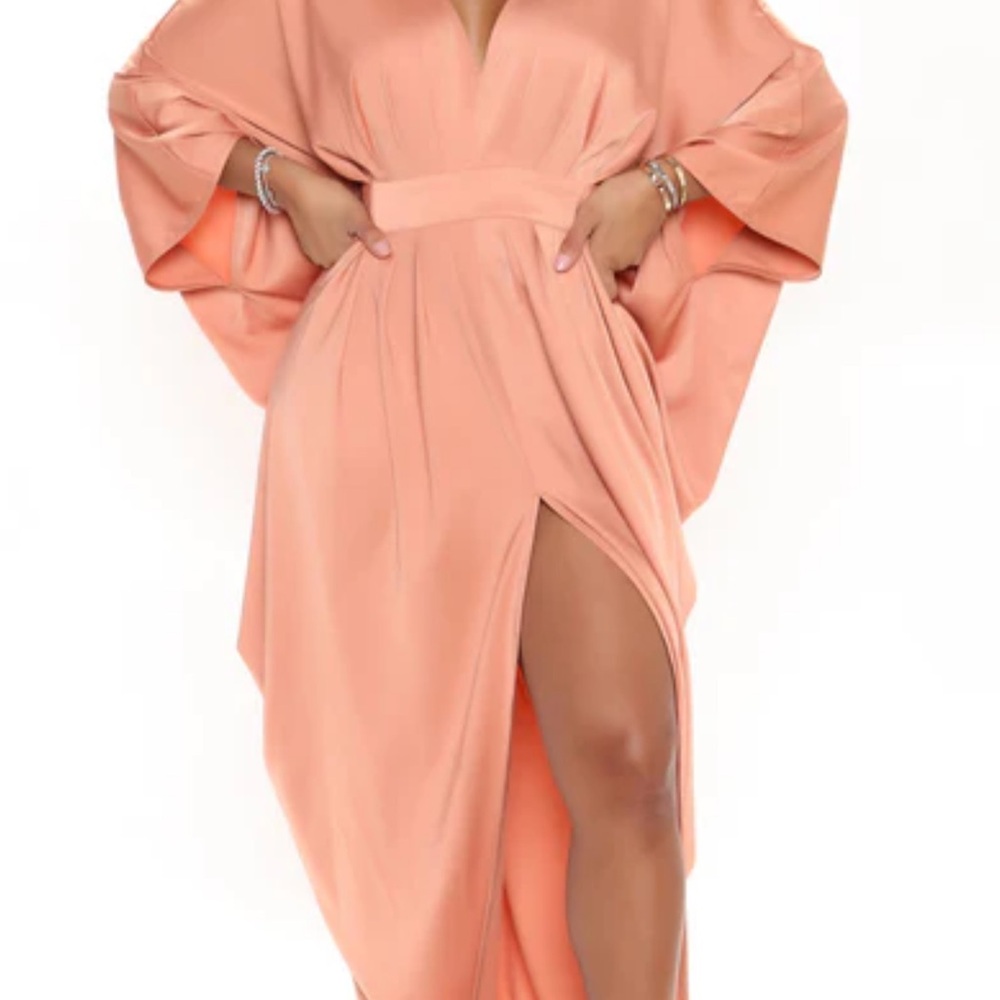 Elegant Peach Kimono Dress